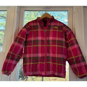 The North Face Kids Plaid Puffer Jacket - Pink and Green
